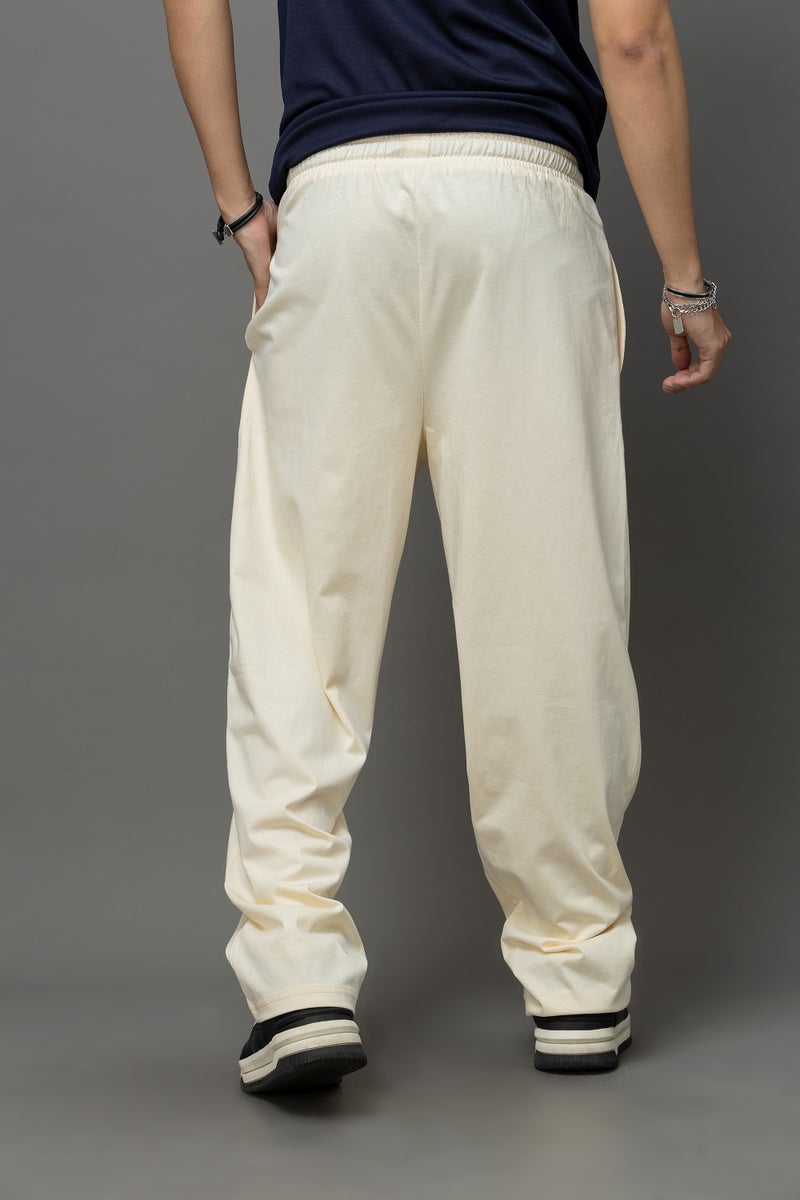 GO DEVIL Cream Gothic Cross Print Joggers For Men - Image 2
